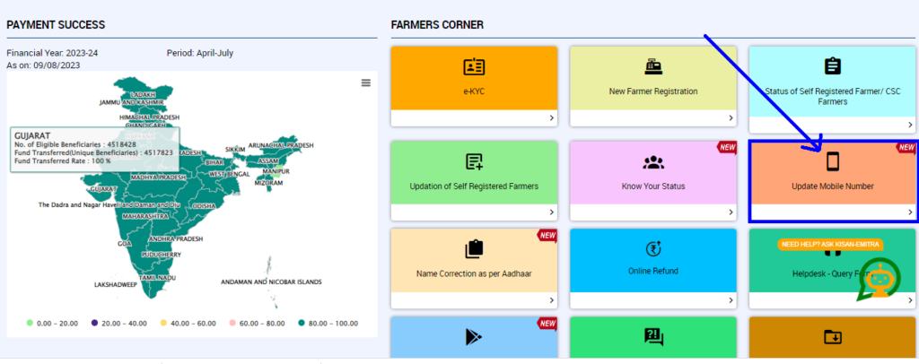 CM Kisan Mobile Number Update