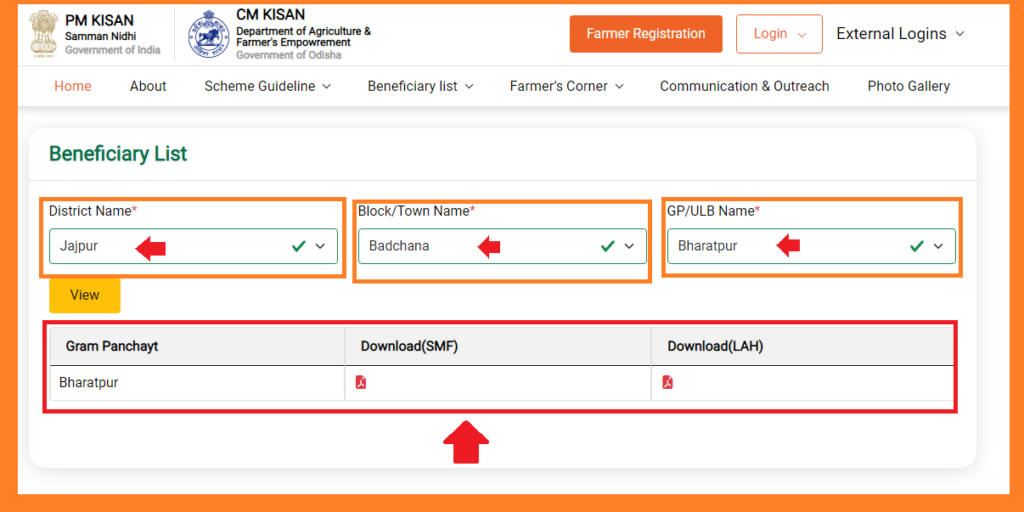 CM Kisan Yojana Odisha Status Check