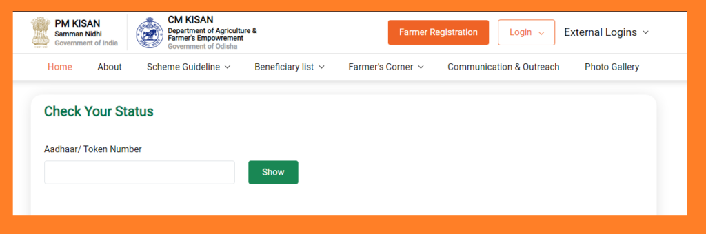 CM Kisan Yojana Odisha Status Check